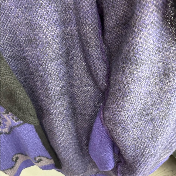 Vintage 60s Wool Pendleton Purple Black Drape Open Cardigan - Picture 5 of 10